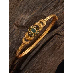 Kushal's Fashion Jewellery Gold-Plated Green Stones Studded Ethnic Antique Kada Bangle-picture-40