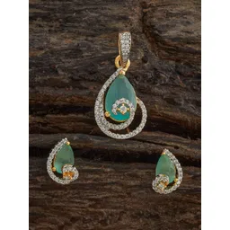 Kushal's Fashion Jewellery Gold-Plated Zircon Embellished Bridal TeardropDrop Earrings-picture-41