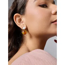 Kushal's Fashion Jewellery Gold-Plated Zircon Studded Square Drop Earrings-picture-34