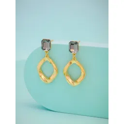 Kushal's Fashion Jewellery Grey Gold Polished Trendy Earrings for Women-picture-29