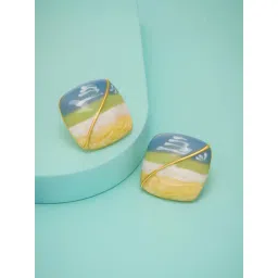 Kushal's Fashion Jewellery Grey Gold Polished Trendy Earrings for Women-picture-41