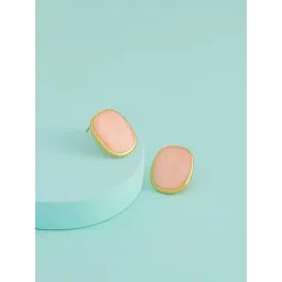 Kushal's Fashion Jewellery Peach Gold Polished Trendy Earrings for Women-picture-37