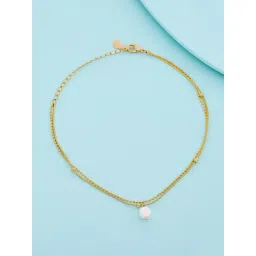 Kushal's Fashion Jewellery Pearl Gold Polished Trendy Anklets for Women-picture-24