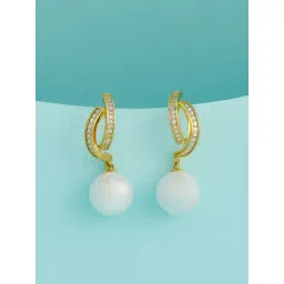 Kushal's Fashion Jewellery Pearl Gold Polished Trendy Zircon Earrings for Women-picture-30