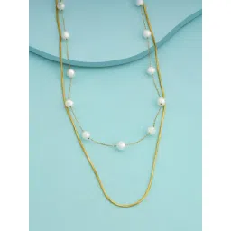 Kushal's Fashion Jewellery Pearl Gold Trendy Necklace With Chain for Women-picture-37