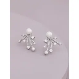 Kushal's Fashion Jewellery Pearl Rodium Trendy Zircon Earrings for Women-picture-25