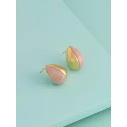 Kushal's Fashion Jewellery Pink Gold Polished Trendy Earrings for Women-picture-13