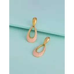 Kushal's Fashion Jewellery Pink Gold Polished Trendy Earrings for Women-picture-22