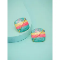 Kushal's Fashion Jewellery Pink Gold Polished Trendy Earrings for Women-picture-22