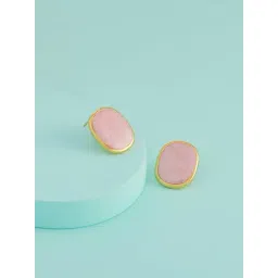 Kushal's Fashion Jewellery Pink Gold Polished Trendy Earrings for Women-picture-32