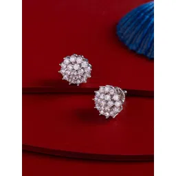 Kushal's Fashion Jewellery Rhodium-Plated Classic Zircon Studded Studs-picture-29