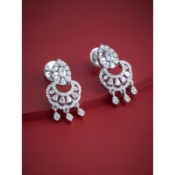 Kushal's Fashion Jewellery Rhodium-Plated Crescent Shaped Zircon Studded Chandbalis-picture-20