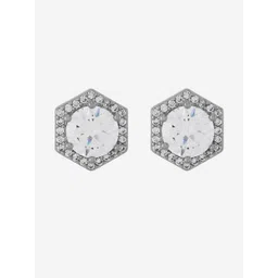 Kushal's Fashion Jewellery Rhodium-Plated Geometric Shaped Studs Earrings-picture-27