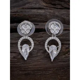 Kushal's Fashion Jewellery Rhodium Plated Leaf Shaped Drop Earrings-picture-24