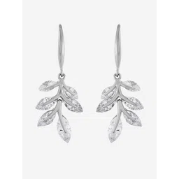 Kushal's Fashion Jewellery Rhodium-Plated Leaf Shaped Zircon Studded Drop Earrings-picture-33