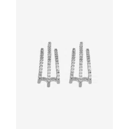 Kushal's Fashion Jewellery Rhodium-Plated Party Zircon Classic Half Hoop Earrings-picture-34