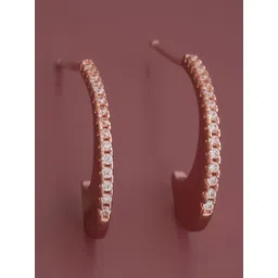 Kushal's Fashion Jewellery Rose Gold-Plated 92.5 Pure Silver CZ Classic Half Hoop Earrings-picture-28
