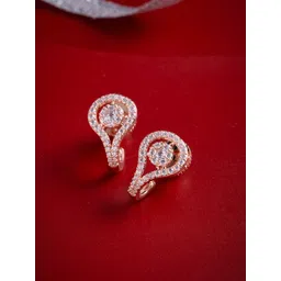 Kushal's Fashion Jewellery Rose Gold-Plated Classic Zircon Studded Half Hoop Earrings-picture-22