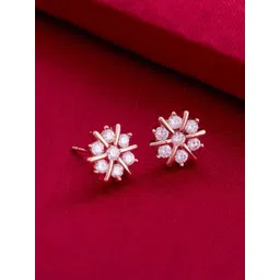 Kushal's Fashion Jewellery Rose Gold-Plated Contemporary Zircon Studded Studs-picture-34