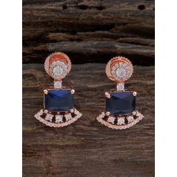Kushal's Fashion Jewellery Rose Gold Plated Cubic Zirconia Classic Drop Earrings-picture-13