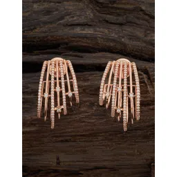 Kushal's Fashion Jewellery Rose Gold-Plated Cubic Zirconia Classic Half Hoop Earrings-picture-15