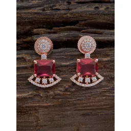 Kushal's Fashion Jewellery Rose Gold-Plated Cubic Zirconia Studded Classic Drop Earrings-picture-18