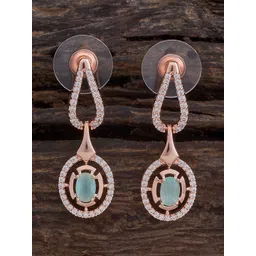 Kushal's Fashion Jewellery Rose Gold-Plated Cubic Zirconia Studded Drop Earrings-picture-39