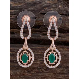 Kushal's Fashion Jewellery Rose Gold-Plated Cubic Zirconia Studded Drop Earrings-picture-40
