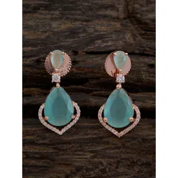 Kushal's Fashion Jewellery  Rose Gold-Plated Teardrop Shaped Cubic Zirconia Drop Earrings-picture-41