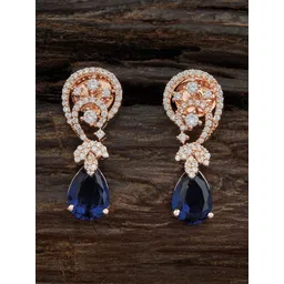 Kushal's Fashion Jewellery Rose Gold-Plated Teardrop Shaped Earrings-picture-38