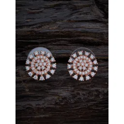 Kushal's Fashion Jewellery Rose-Gold Plated White Cubic Zirconia Classic Studs Earrings-picture-16