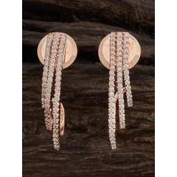 Kushal's Fashion Jewellery Rose Gold-Plated Zircon Studded Drop Earrings-picture-18