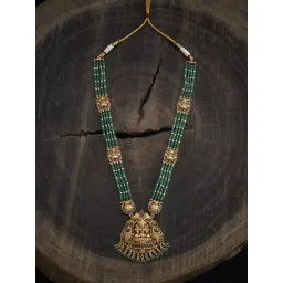 Kushal's Fashion Jewellery Ruby Green Gold Polished Antique Necklace Set for Women-picture-17