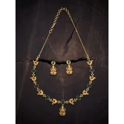 Kushal's Fashion Jewellery Ruby Green Gold Polished Antique Necklace Set for Women-picture-14