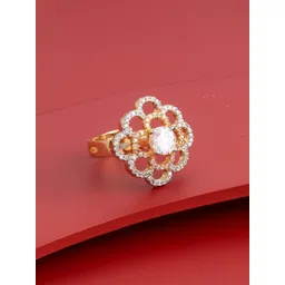 Kushal's Fashion Jewellery White Gold-Plated Party Zircon Finger Ring-picture-10