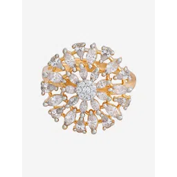 Kushal's Fashion Jewellery White Gold-Plated Party Zircon Finger Ring image 3