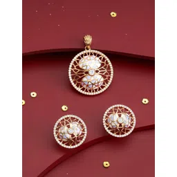 Kushal's Fashion Jewellery White Gold-Plated Party Zircon Pendant Set-picture-18