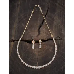 Kushal's Fashion Jewellery White Polished Zircon Necklace & Earring Set-picture-45