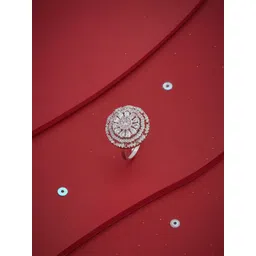 Kushal's Fashion Jewellery White Rhodium-Plated Party Zircon Finger Ring-picture-15