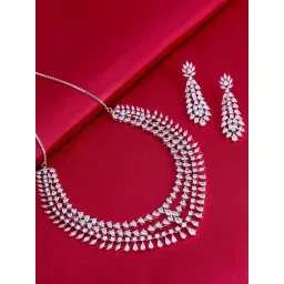 Kushal's Fashion Jewellery White Rhodium Polished Zircon Necklace for Women-picture-11