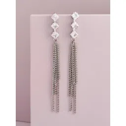 Kushal's Fashion Jewellery White Rodium Trendy Zircon Earrings for Women-picture-11