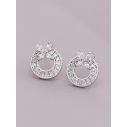 Kushal's Fashion Jewellery White Rodium Trendy Zircon Earrings for Women-picture-23