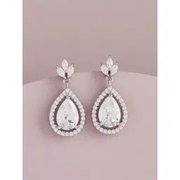 Kushal's Fashion Jewellery White Rodium Trendy Zircon Earrings for Women-picture-11