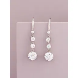 Kushal's Fashion Jewellery White Rodium Trendy Zircon Earrings for Women-picture-19