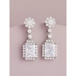 Kushal's Fashion Jewellery White Rodium Trendy Zircon Earrings for Women-picture-32