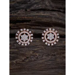 Kushal's Fashion Jewellery White Rose Gold Tone Plated Earrings for Women-picture-24