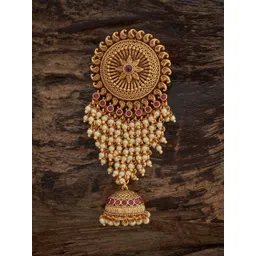 Kushal's Fashion Jewellery Women Ruby Gold-Plated Ethnic Antique Hair Brooch-picture-33
