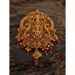 Kushal's Fashion Jewellery Women Ruby Gold-Plated Ethnic Antique Hair Brooch-picture-31