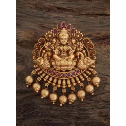 Kushal's Fashion Jewellery Women Ruby Gold-Plated Ethnic Antique Hair Brooch-picture-32