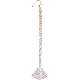 Kushal's Fashion Jewellery Gold Plated White Maang Tikka With Sparkling Cubic Zirconia - 355498-picture-12